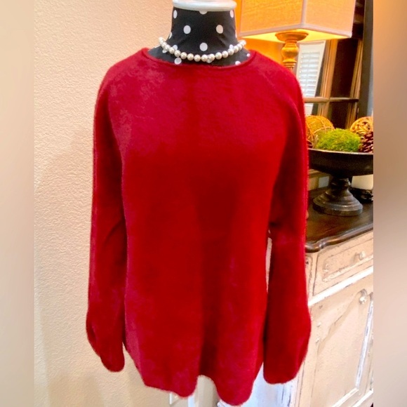 Chelsea & Violet Sweaters - Chelsea & Violet Eyelash Pullover, Deep Red , Size Large
